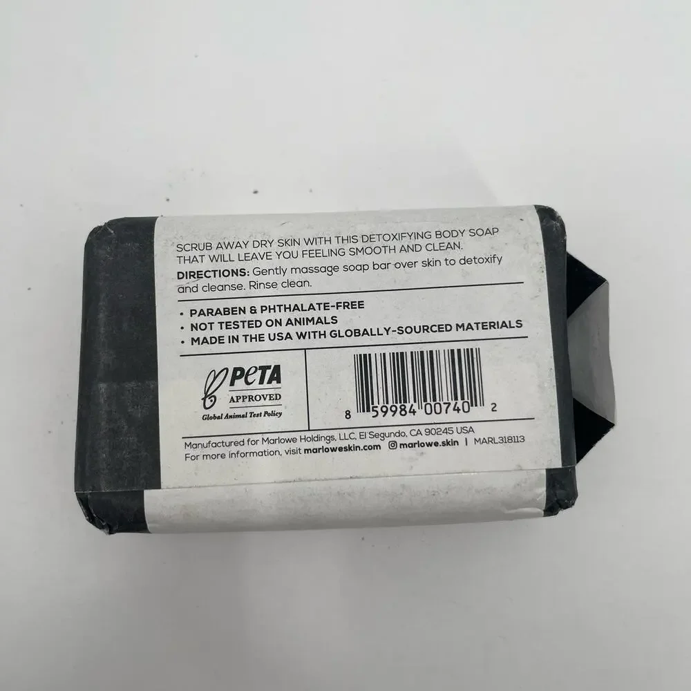 MARLOWE. Charcoal Soap Bar NWT For Men No. 106 Body Skin Cleanses 7oz 198.4g